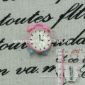 lovely alarm clock shape pink lapel pin brooch with nylon